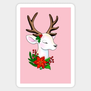 Elegant Christmas Reindeer Illustration Magnet